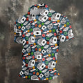 Poker Blackjack Hawaiian Golf Shirt, Playing Card Pattern Men's Golf Shirt, Polo Shirts For Men