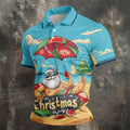 Christmas In July Santa Beach Christmas Golf Shirt, Men's Golf Shirt, Hawaiian Golf Shirt, Printed Golf Shirts