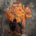 Spooky Black Cat Halloween Golf Polo Shirt, Men's Golf Shirts, Hawaiian Golf Shirt