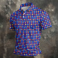 Funny Peach Emoji Pattern Golf Polo Shirt, Men's Golf Polo Shirt, Novelty Golf Shirts For Men
