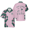 Stop Looking At My Putt Custom Sleeveless Womens Golf Polo Shirts, Funny Golf Shirts For Ladies