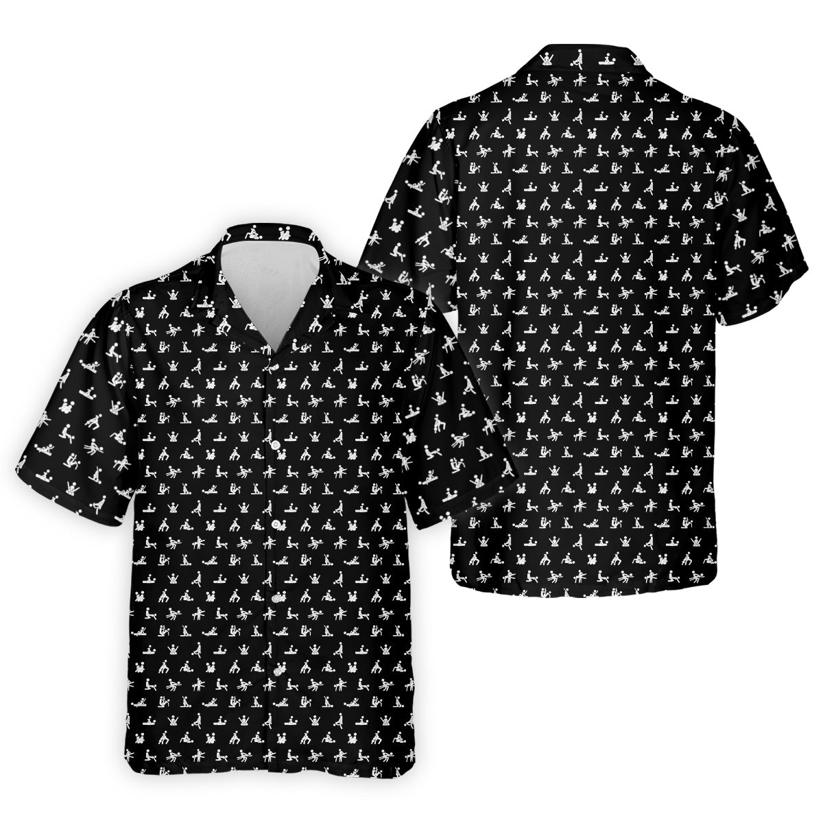 Funny Stick Figure Black And White Men's Golf Polo Shirt, Funny Position Golf Polo, Fun Men Golf Shirts