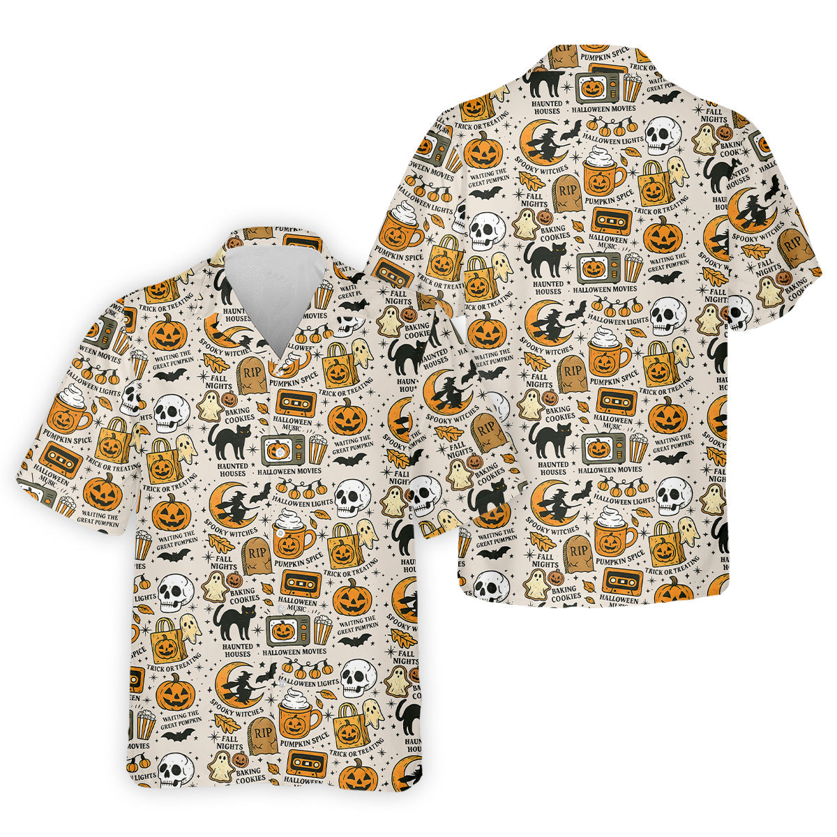 Spooky Witches, Spooky Cat, Cute Halloween T-Shirts, Mens Golf Polo Shirts, Golfing Apparel