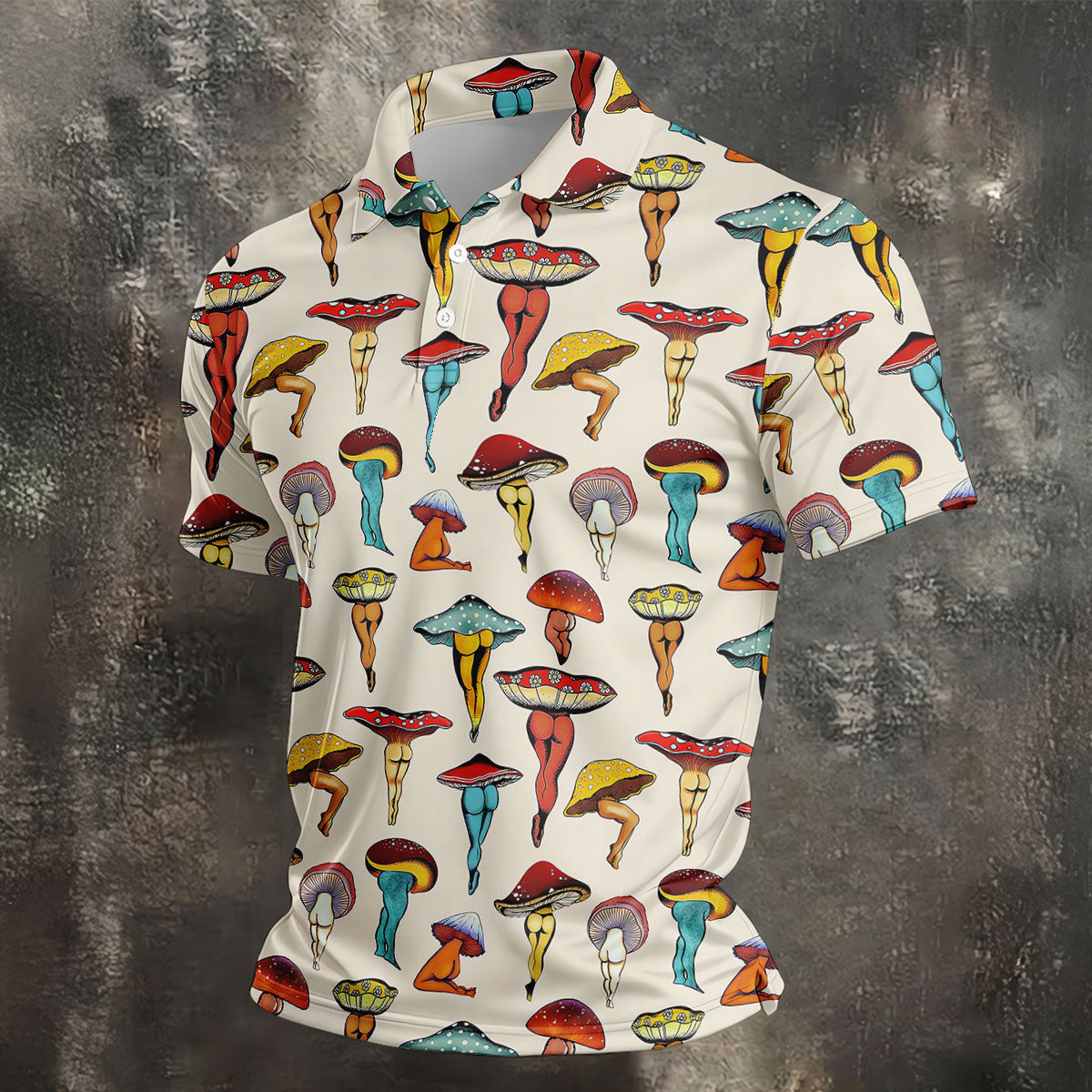 Funny Mushroom Legs Pattern Golf Polo Shirt, Printed Golf Shirts, Golf Polo Shirts For Men