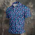 Funny Dinosaur Golfer Tropical Pattern Polo Shirt, Mens Golf Polo, Printed Golf Shirts