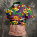 Funny Belly Illusion Colorful Pattern Polo Shirt, Mens Golf Polo, Golf Shirts For Men