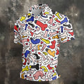 Funny Colorful Adult Doodle Pattern Polo Shirt, Mens Golf Polo, Golf Shirts For Men