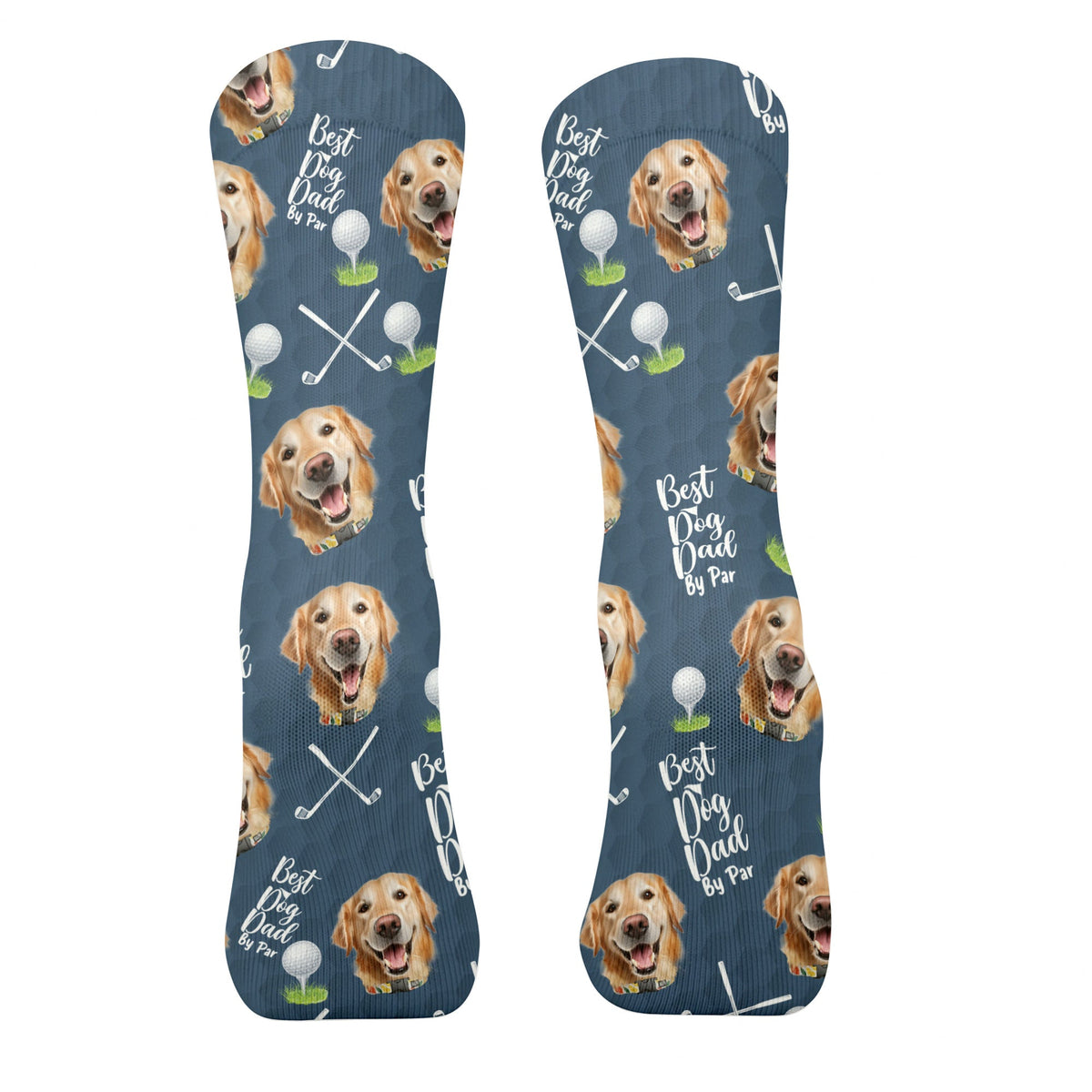 Best Dog Dad By Par Socks, Socks With Dog Face, Custom Pet Socks, Funny Crew Socks, Christmas Golf Gift