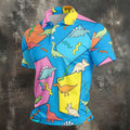 Retro Colorful Dinosaur Pattern Golf Shirt, Men's Golf Shirt, Golf Apparel For Men