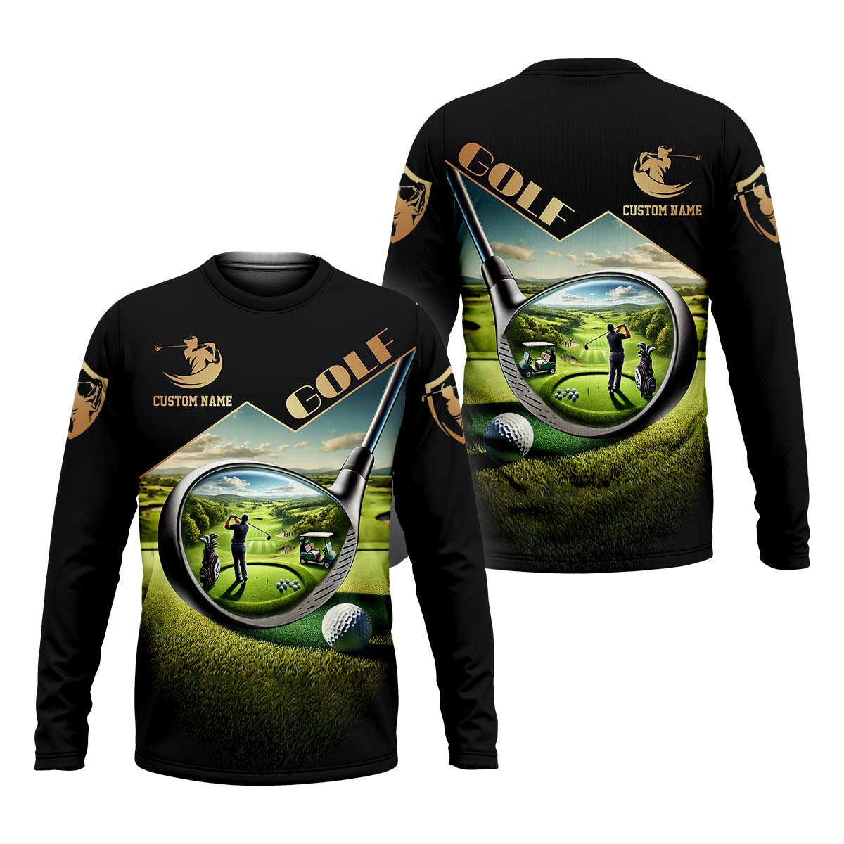 3D Golf Club, Custom Name Men's Golf Polo Shirt, Funny Golf Shirt, Golf Lover Gift