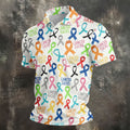 Cancer Sucks Multicolor Awareness Ribbon Polo Shirt, Mens Golf Polo, Printed Golf Shirts