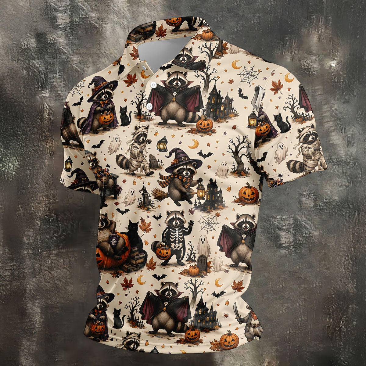 Jimothy Raccoon Costume Halloween Golf Polo Shirt, Golf Clothing, Mens Golf Shirt