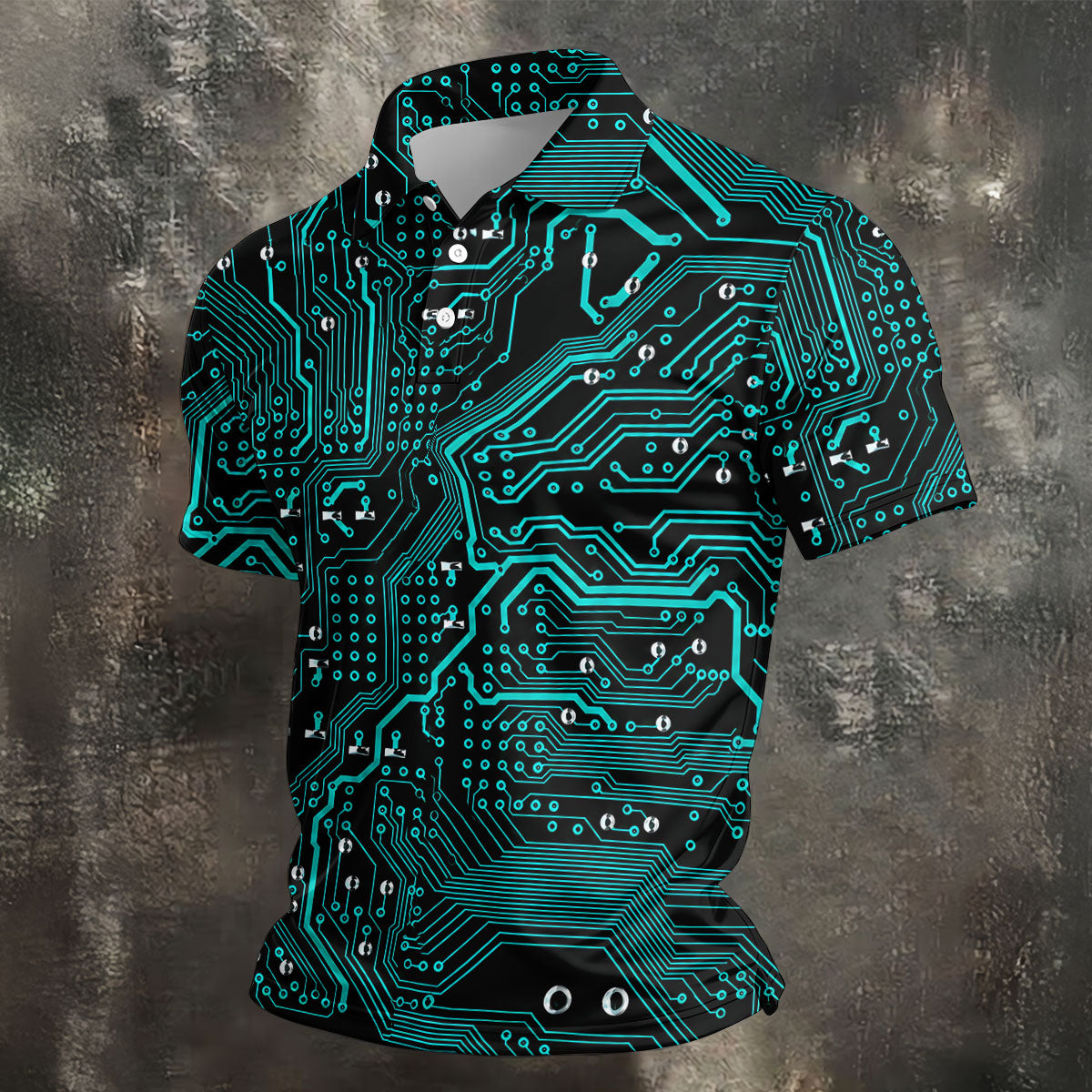 Circuit Board Pattern Hawaiian Golf Shirt, Men's Golf Shirt, Polo Shirts For Men