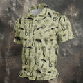 Mushroom Pattern Hand-drawn Art Hawaiian Golf Shirt, Men's Golf Shirt, Polo Shirts For Men