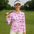 Flamingo Coconut Funny Womens Golf Polo Shirt, Ladies Golf Clothes, Custom Ladies Golf Shirt