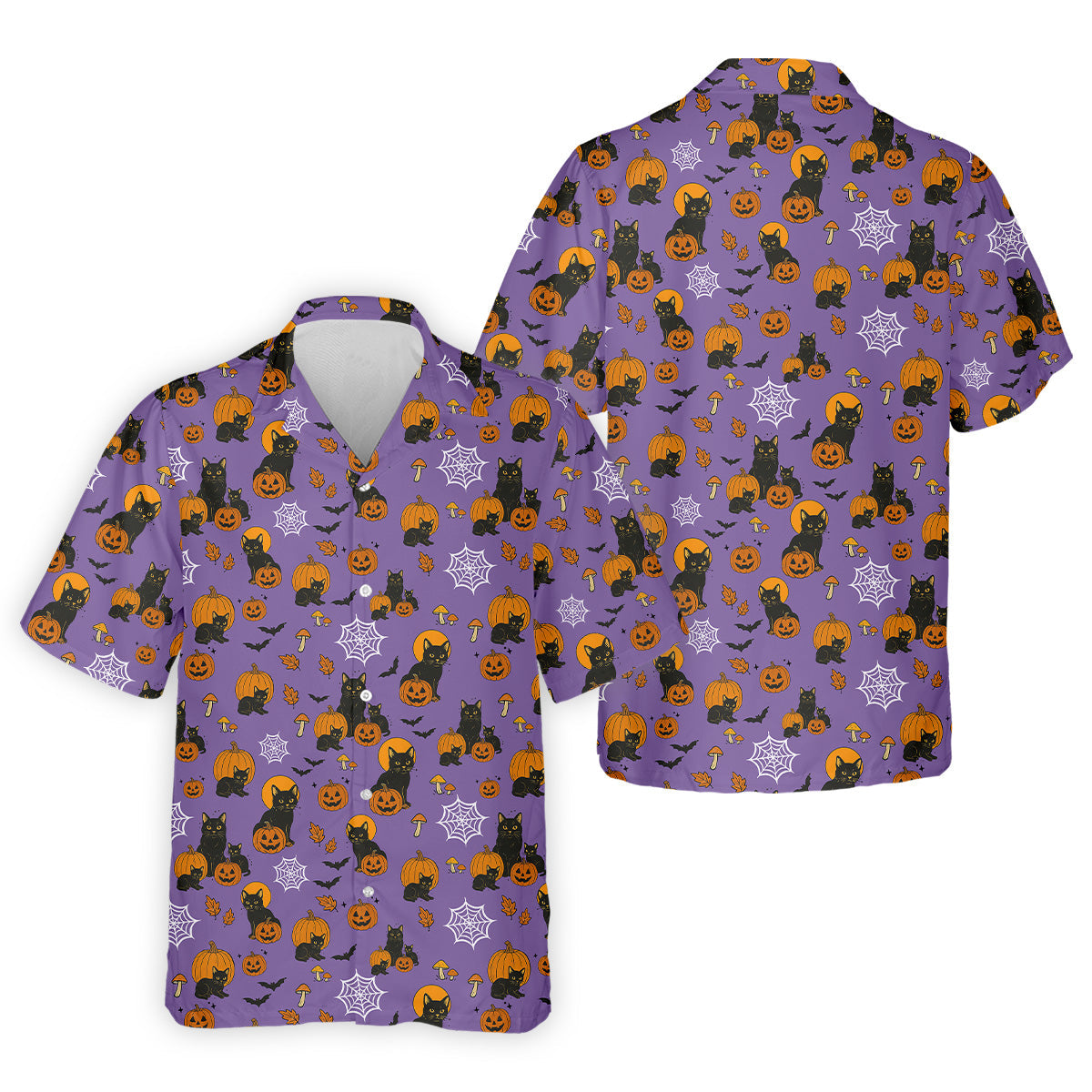 Halloween Cat Pumpkin Purple Golf Shirt, Golf Hoodie, Golf Gift For Men, Golfing Apparel