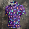 Retro Memphis Geometric Pattern Golf Polo Shirt, Men's Golf Shirt, Golf Apparel For Men