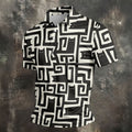 Minimalist Black Cat Maze Pattern Golf Polo Shirt, Men's Golf Shirt, Printed Golf Shirts
