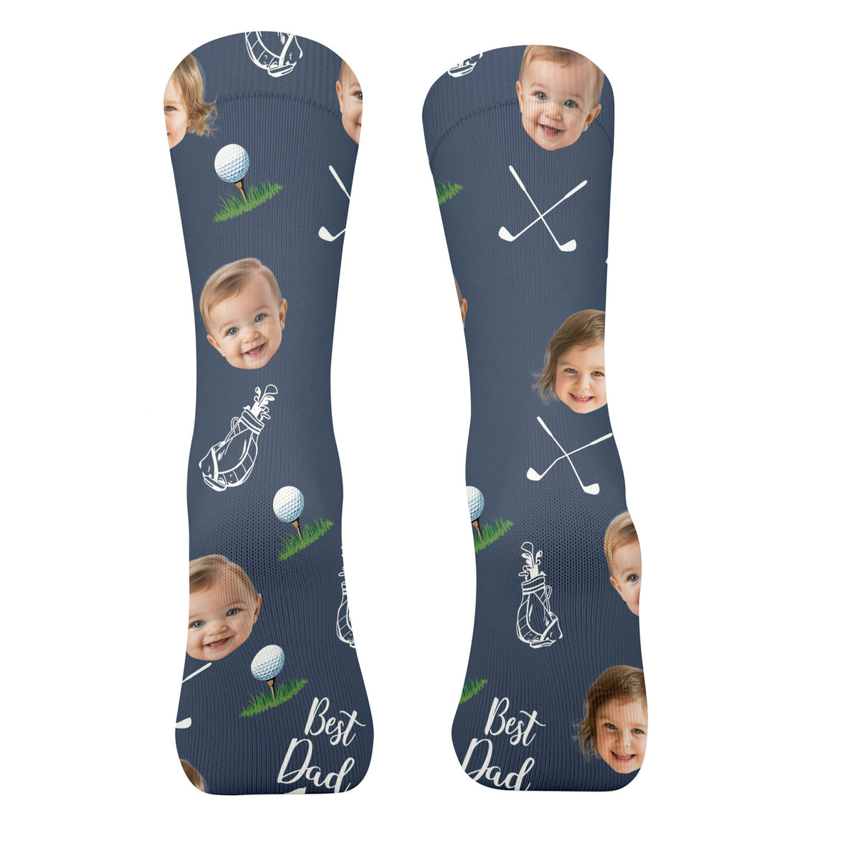 Best Dad By Par Custom Face Kids Photo, Golf Socks, Fun Socks For Men, Christmas Golf Gift