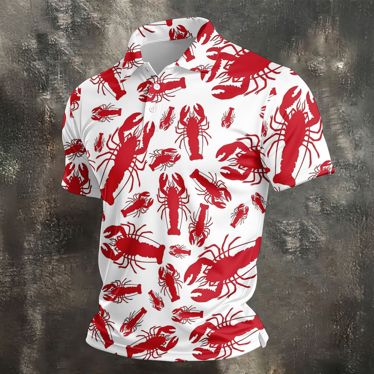 Lobster Pattern Vintage Hawaiian Golf Shirt, Men's Golf Shirt, Polo Shirts For Men