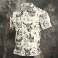 Vintage Donkey Sketch Pattern Hawaiian Golf Polo Shirt, Hawaiian Golf Shirt, Golf Shirts For Men