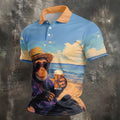 Beach Monkey Sky Sand Hawaiian Golf Polo, Golf Tops For Men, Golfing Apparel