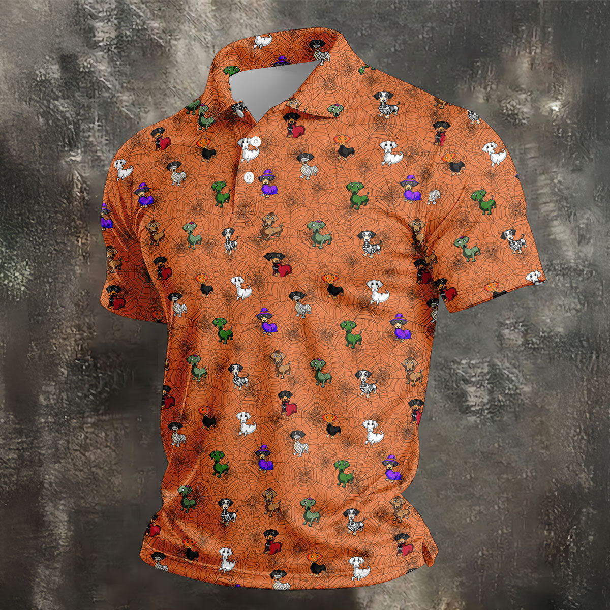 Costume Dogs Spider Web Halloween Golf Polo Shirt, Dog Lover Shirt, Golf Shirts For Men