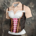 Funny Oktoberfest Dirndl Costume Polo Shirt, Mens Golf Apparel, Mens Golf Polo