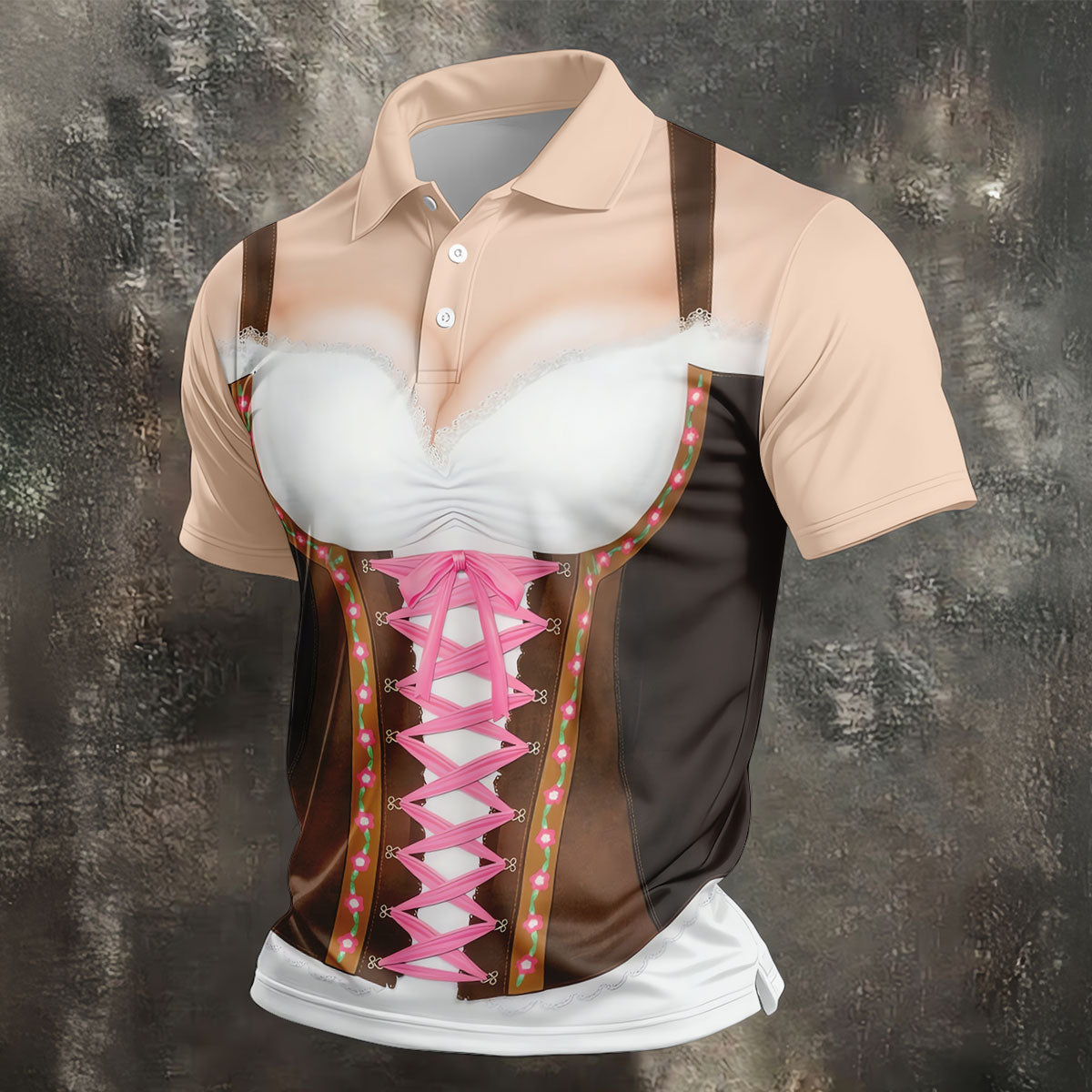 Funny Oktoberfest Dirndl Costume Polo Shirt, Mens Golf Apparel, Mens Golf Polo