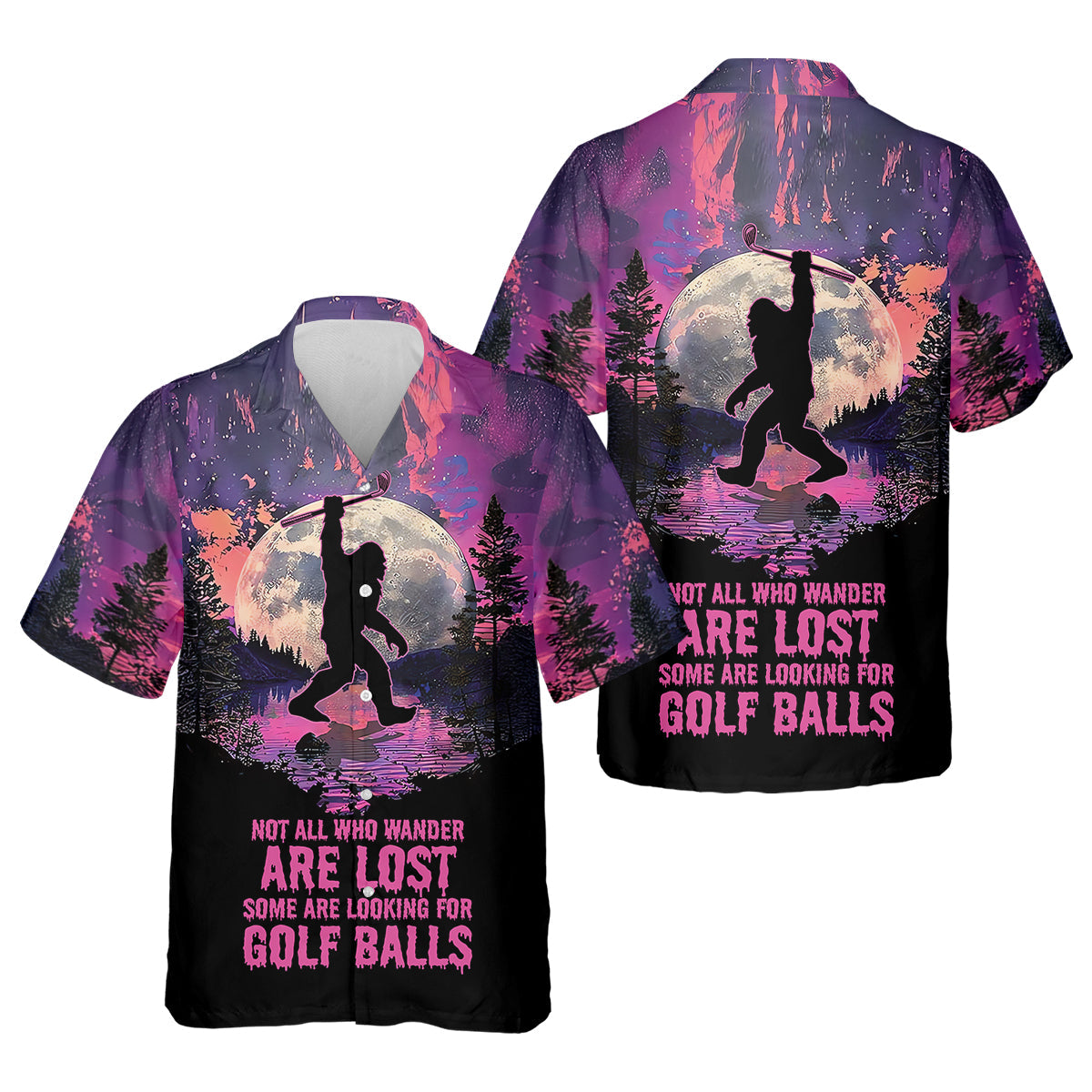 Not All Who Wander Are Lost Bigfoot Custom Men's Golf Polo Shirt, Funny Golf Shirt, Gift For Golfers