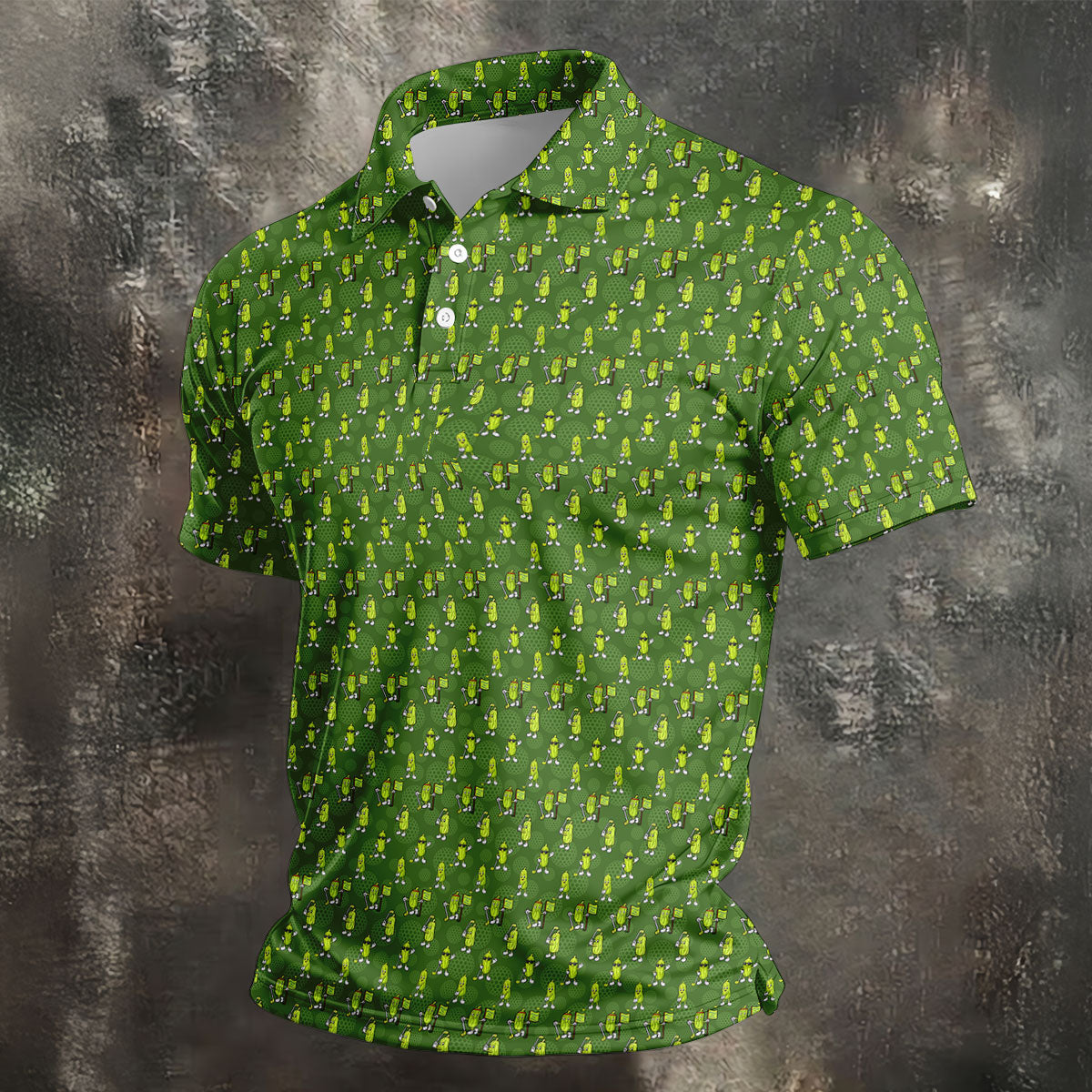 Funny Hole In One Pickle Golf Pattern Polo Shirt, Golf Shirts For Men, Mens Golf Apparel