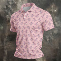 Pink T-Rex Dinosaur Golfer Pattern Golf Polo Shirt, Golf Shirts For Men, Mens Golf Apparel