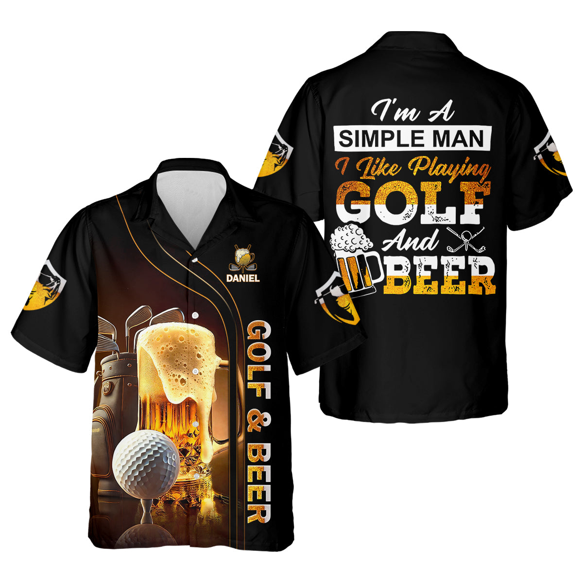 I'm A Simple Man I Like Playing Golf & Beer Custom Funny Golf Polo Shirt, Dad Golf Gifts