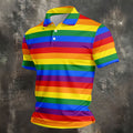 LGBT Rainbow Flag Golf Tops For Men, Pride Month Celebrate Golf Shirts For Men