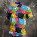 Funny Condom Wrapper Pattern Golf Polo Shirt, Men's Golf Shirts, Novelty Golf Apparel For Men