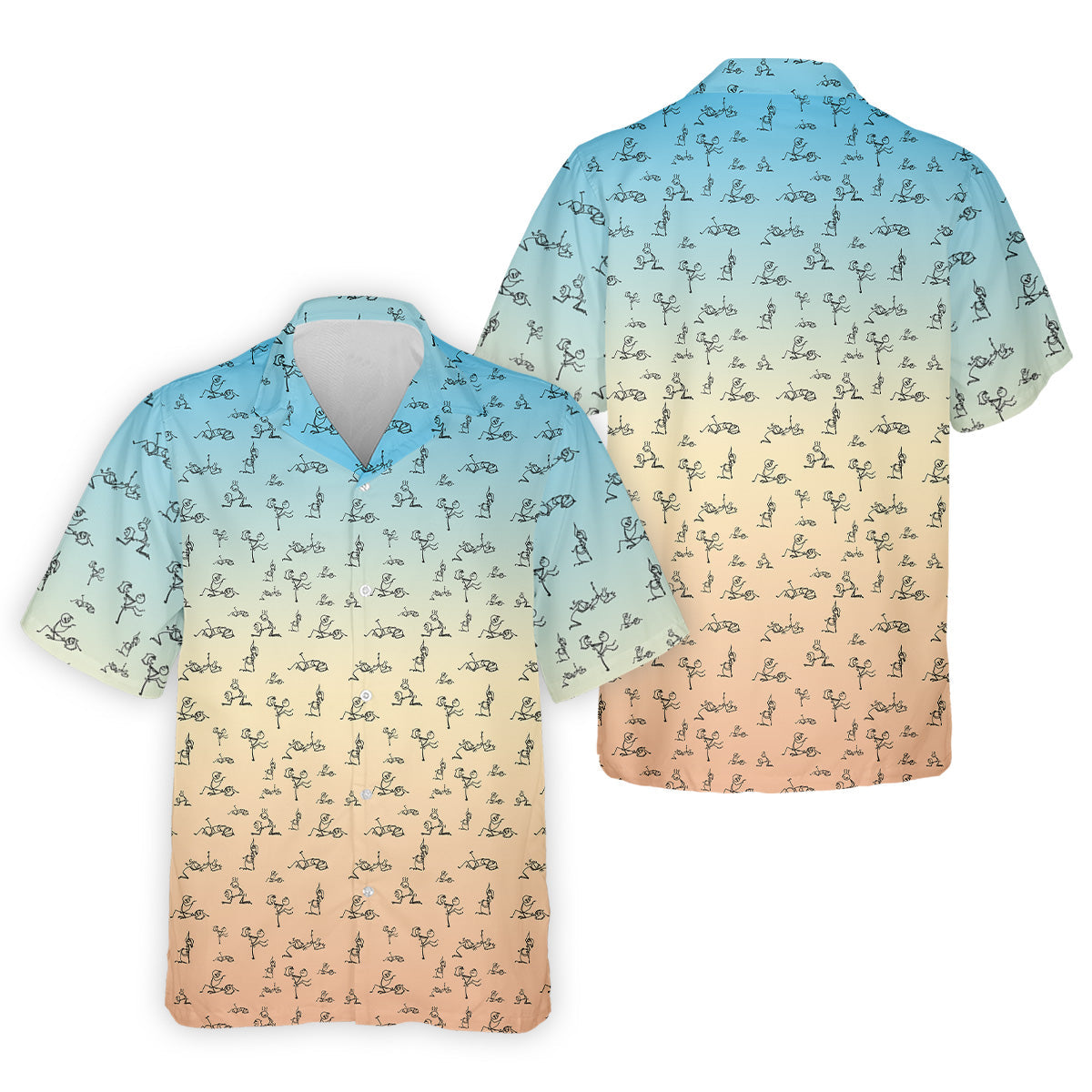 Stickman Couple Blue Orange Fun Men's Golf Polos, Unique Gift For Golfer, Polo For Men