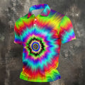 Rainbow Tie Dye Golf Shirt, Psychedelic Spiral Burst Pattern, Golf Shirt For Men