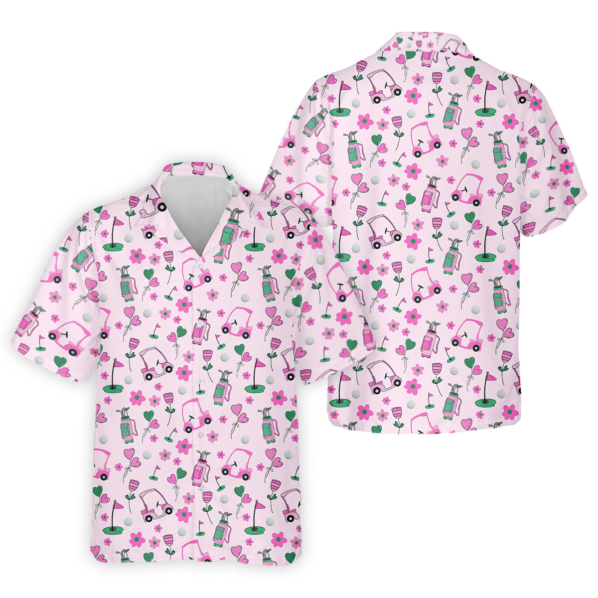 Seamless Pink Green Funny Womens Golf Polo Shirt, Ladies Golf Shirt, Womens Sleeveless Golf Shirts