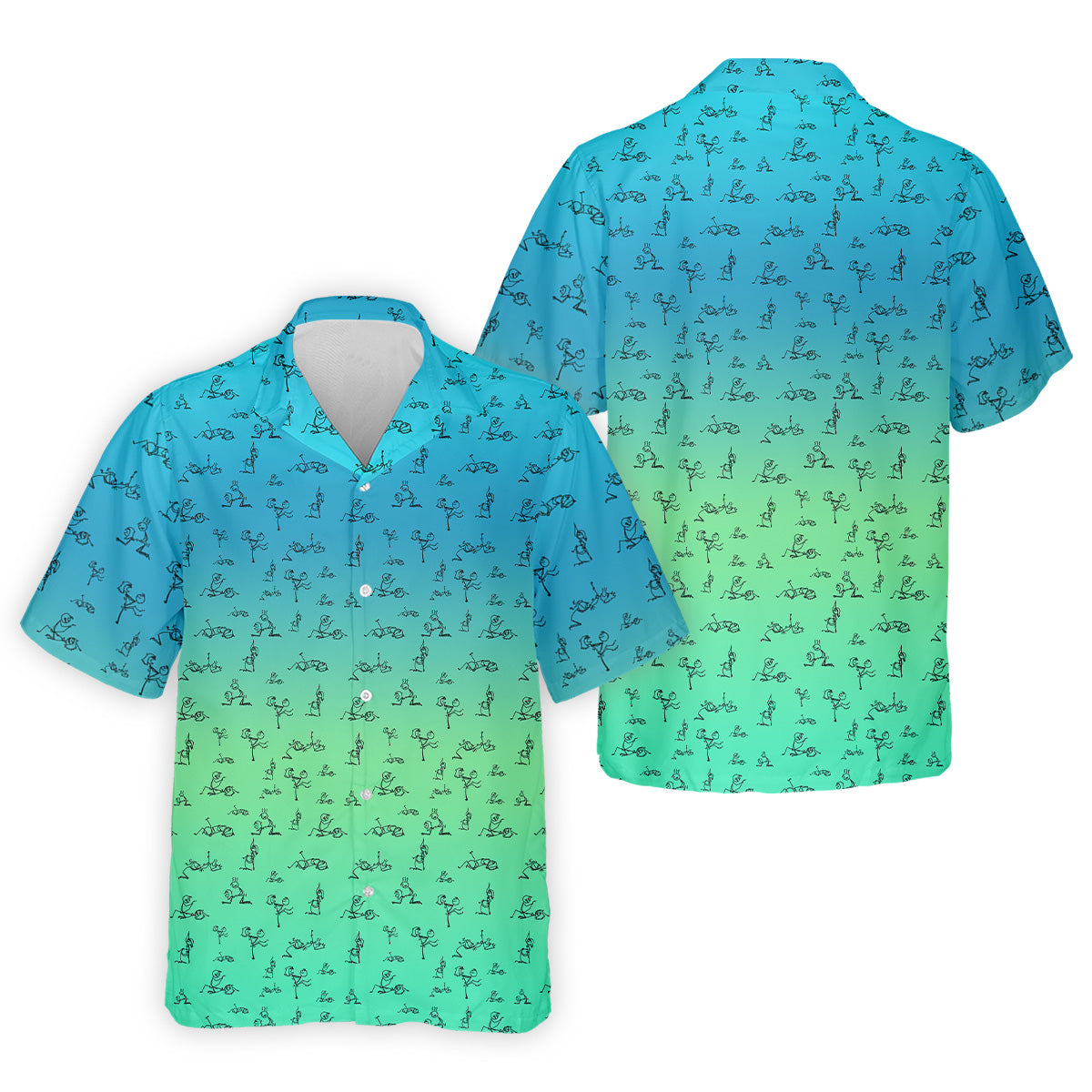 Stick Figure Couple Ombre Fun Men's Golf Polos, Unique Gift For Golfer, Golf Accessories For Men