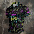 Back To 80's Neon Pattern Hawaiian Golf Shirt, Tropical Vibe Men's Funny Golf Shirts