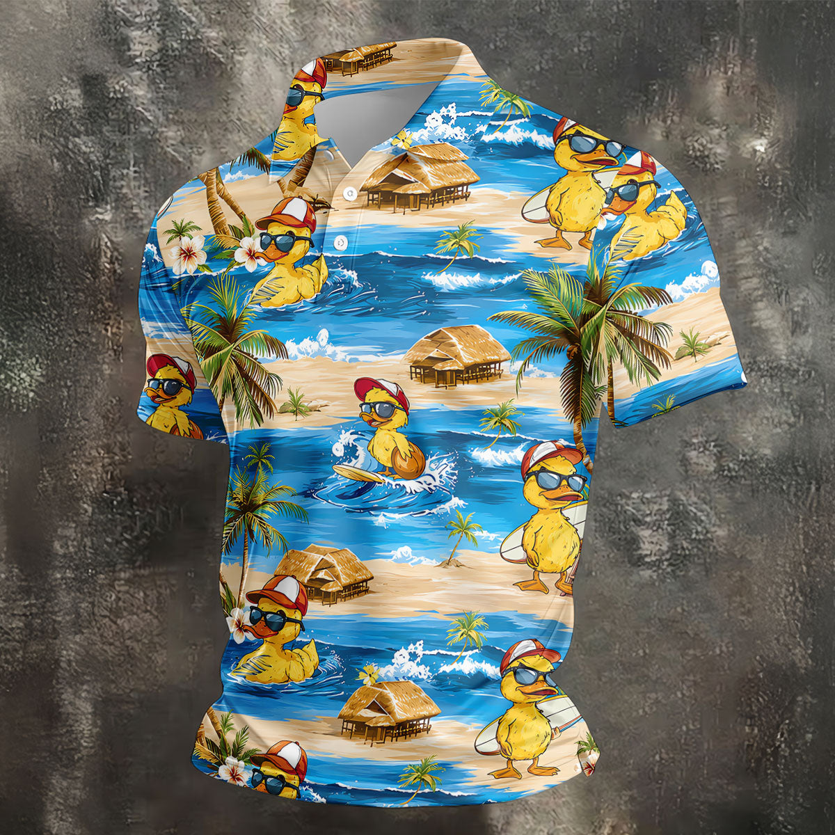 Funny Duck Hawaiian Golf Shirt, Summer Ocean Men's Golf Shirt, Polo Shirts For Men