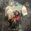 Lion Dreamscape Mist Hawaiian Golf Polo, Golf Tops For Men, Golfing Apparel