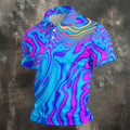 Neon Psychedelic Zebra Pattern Vintage Hawaiian Golf Shirt, Men's Golf Shirt, Polo Shirts For Men