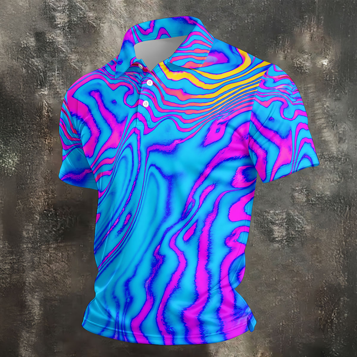 Neon Psychedelic Zebra Pattern Vintage Hawaiian Golf Shirt, Men's Golf Shirt, Polo Shirts For Men