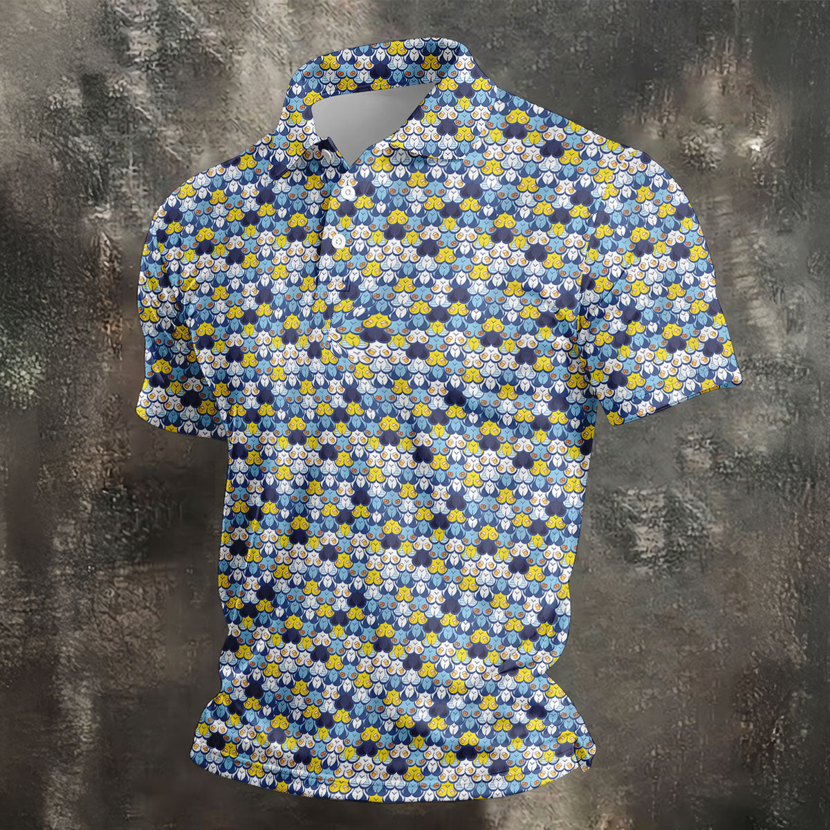Funny Beer Pretzel Cleavage Pattern Golf Polo Shirt, Mens Golf Polo, Printed Golf Shirts