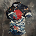 Japanese Dragon Koi Wave Hawaiian Golf Shirt, Mens Golf Apparel, Golf Polo Shirts For Men
