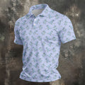 Blue T-Rex Dinosaur Golfer Pattern Golf Polo Shirt, Men's Golf Shirt, Mens Golf Polo