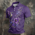 Cancer Awareness Purple Ribbon Floral Polo Shirt, Mens Golf Polo, Golf Shirts For Men