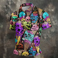 Melting Skull Ice Cream Halloween Golf Shirt, Golf Apparel For Men, Mens Golf Shirts