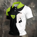 Green & White Witch Faces Halloween Golf Polo Shirt, Golf Apparel, Mens Golf Shirt